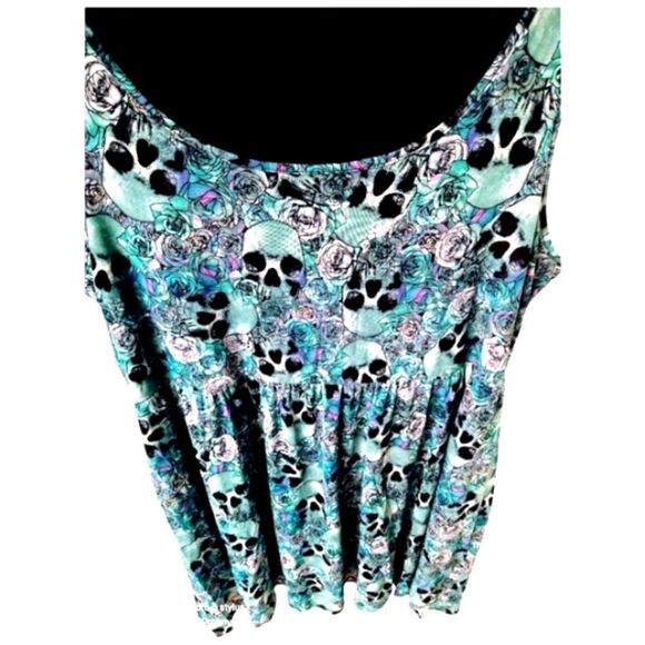 TORRID Plus Size, Roses Skulls Tank Mesh Midi Dress. - Picture 3 of 17